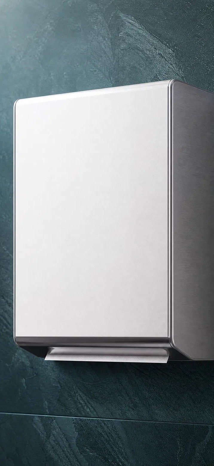 Dispenser de papel toalha interfolha em aço escovado